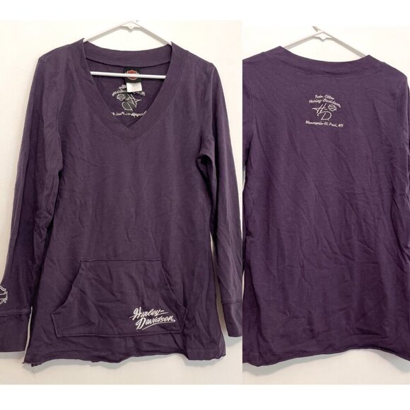 HARLEY-DAVIDSON HARLEY Purple Double Sided Embroidered Logo Pullover Sweatshirt - Picture 1 of 12